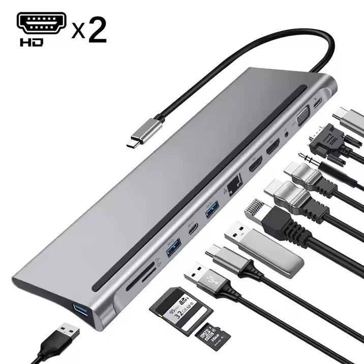 TUTI Wholesale Usb Hub with PD SD TF Card Reader 3.5 Audio Interface Dual HDTV 4K Computer Accessories Docking Station for mac